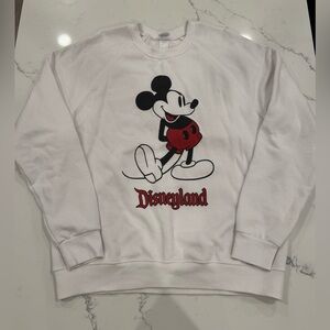 Disney White Crewneck Sweater with Mickey Mouse and Disneyland Logo